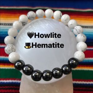 Howlite and hematite handmade bracelet